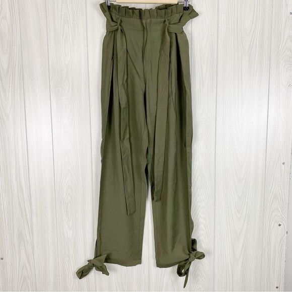 Lulus Pants - Lulu's | Olive Green Sebastian High Rise Tie Waist Pants Size Medium